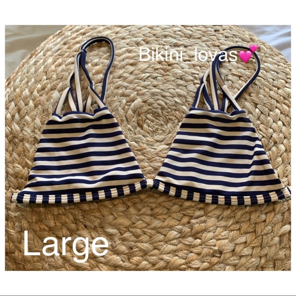 Acacia Swimwear Santorini Top in Navy Creme Stripe - Picture 2 of 4